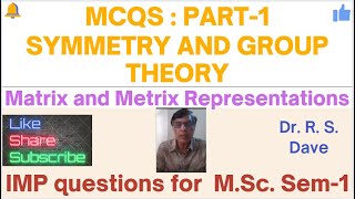 MCQs Part1Symmetry and Group Theory CHNN404 MScSem1 [upl. by Okomom]