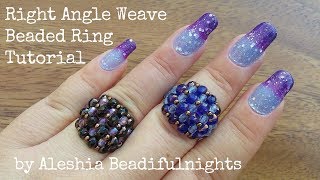 Right Angle Weave Beaded Ring Tutorial [upl. by Pears]