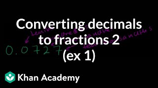 Converting decimals to fractions 2 ex 1  Decimals  PreAlgebra  Khan Academy [upl. by Slosberg]