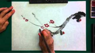 Sumi painting demonstration of plum blossom [upl. by Mandal103]