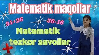 Matematik maqollar va tezkor savollar [upl. by Cormier696]