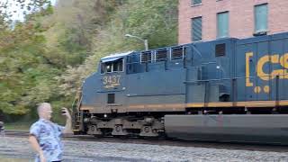 Filming a long coal train alongside Jaw Tooth in ghost town of Thurmond West Virginia [upl. by Okoyk]