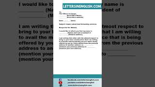 Letter to Post Office for Inquiry About Mail Forwarding Services [upl. by Lazarus]