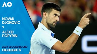 Novak Djokovic v Alexei Popyrin Highlights  Australian Open 2024 Second Round [upl. by Ahsilam]