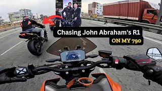 ACTOR ജോൺ എബ്രഹാമിന്റെ YAMAHA R1 നമ്മൾ ഓടിച്ചിട്ട് പിടിച്ചു😱 BANGALORE TO KOCHI ON MY 790 [upl. by Jone710]