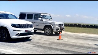 DRAG RACE Jeep Grand Cherokee SRT8 vs MercedesBenz G63 AMG [upl. by Parrnell]