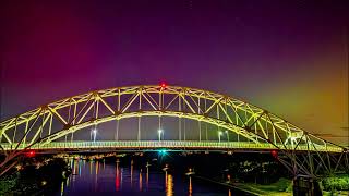 Aurora Borealis at the Cape Cod Canal  via drone [upl. by Naj]