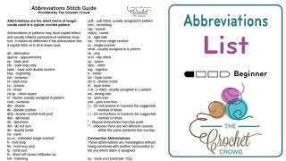 Free Crochet Abbreviations Guide by The Crochet Crowd [upl. by Ecirtel337]