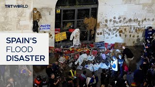 Spaniards protest emergency response to floods [upl. by Lime333]