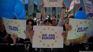 Tens Of Thousands Rally In Tbilisi In Support Of Georgias EU Bid [upl. by Ytte727]