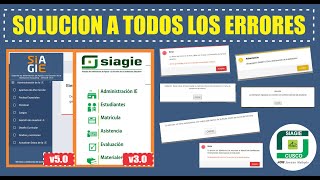 Siagie v30  v50 Errores de MATRICULA  CONFIGURACIÓN  NOMINAS  TRASLADOS  solución AQUÍ [upl. by Cud]