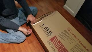 VAS TV stand with swivel mount unboxing and installation [upl. by Einoj]