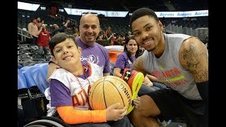 RAW Local boy surprised with new sports wheelchair at Hawks game [upl. by Latsirc761]