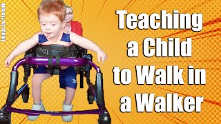 How I Help a Child Learn to Walk in a Walker Physical Therapy for a Child with Down Syndrome 56 [upl. by Yedrahs]