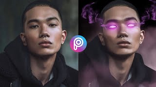 Quick Edit Smoke EffectGlowing Eye  Picsart Tutorial [upl. by Einnob]