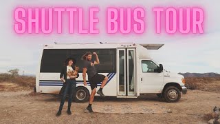 UNBELIEVABLE DIY Shuttle Bus Camper Conversion  BUS TOUR [upl. by Earesed]