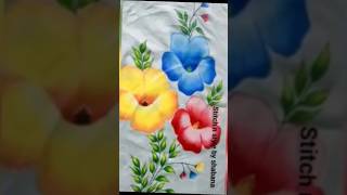 Blue red n yellow flowers painting pillow cover design shortsyoutubeshorts trending [upl. by Nylirac374]