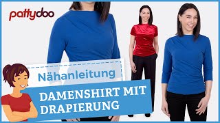 Elegant drapiertes Jerseyshirt nähen 🌟 Aus Samt amp Glitzer perfekt für festliche Anlässe [upl. by Ramsay]