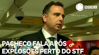 Presidente do Senado Rodrigo Pacheco fala após explosões perto do STF [upl. by Oikim]