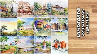 🎨 My Landscape Paintings Gallery  Art Portfolio [upl. by Slifka]