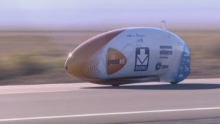 World Human Powered Speed Challenge Dutch cyclist breaks speed record in Nevada [upl. by Gemmell]