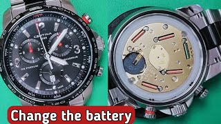 How to change the battery Certina Chronograph watch [upl. by Devan500]