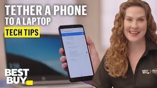 Tethering a Phone to a Laptop  Tech Tips from Best Buy [upl. by Herra]