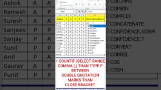 How to make Attendance Sheet in MS Excel  COUNTIF FUNCTION [upl. by Eintruok]