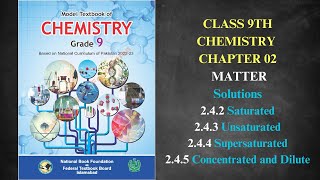 Saturated Unsaturated Super Saturated Solution Chapter 2 Chemistry Class9FBISE New Syllabus 2024 [upl. by Matthia]