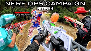 NERF OPS FORTNITE CAMPAIGN  MISSION 4  KILLER CLOWN BATTLE Nerf First Person [upl. by Ainslie]