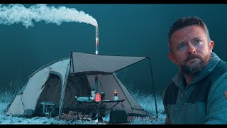 Frozen at 17F  8C  Hot Tent Camping in the Frozen Forest  Adventure [upl. by Enyamrahs]