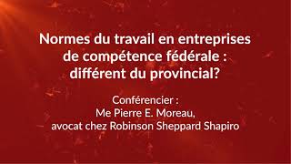 2e partie – Normes du travail en entreprises de compétence fédérale  différent du provincial [upl. by Aushoj]