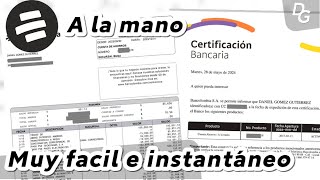 Como solicitar y descargar certificación bancaria extractos y más en Bancolombia a la Mano [upl. by Stearne]