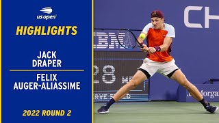 Jack Draper vs Felix AugerAliassime Highlights  2022 US Open Round 2 [upl. by Evreh]