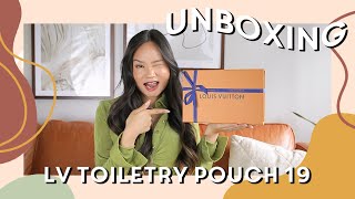 UNBOXING MY LOUIS VUITTON TOILETRY POUCH 19 Not Discontinued  Victoria Hui [upl. by Saihtam]