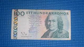 Old 100 Swedish Kronor Banknote 3rd Design  Swedish Krona  Svenska kronan [upl. by Pronty]