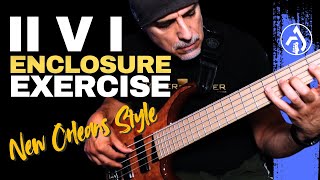 II V I Diatonic Enclosures Bass Exercise  New Orleans Jazz style  with Tabs [upl. by Mchugh]