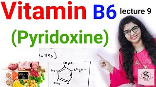 Vitamin B6  Pyridoxine biochemistry in hindi vitamin B6 functions vitamin B6 deficiency amp source [upl. by Lamberto73]