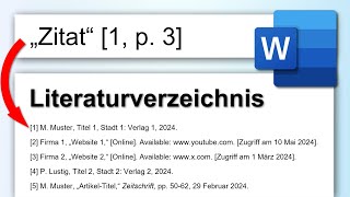 WORD Literaturverzeichnis und Verweise SCHNELL erstellen [upl. by Grimaldi]