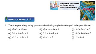 KSSM Matematik Tingkatan 4 Bab 1 Fungsi dan persamaan kuadratik dalam praktis kendiri 11f no1 [upl. by Hadik398]