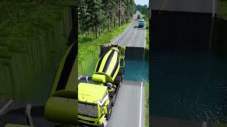 Cars vs massive water pit 4  carsvswaterpit beamngdrive doubleflatbedtrailertruckvsspeedbumps [upl. by Coffeng2]