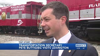 WATCH  US Transportation Secretary Pete Buttigieg highlights new infrastructure projects in Lexi [upl. by Nohsram821]