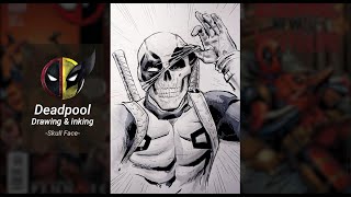 Deadpool Drawing amp Inking Skull Face video [upl. by Debee]