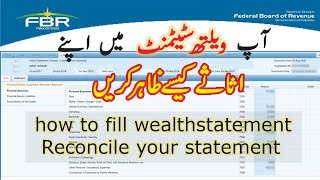 How to fill wealth statement I Reconcile wealth statement I FBR iris [upl. by Kcirrez]