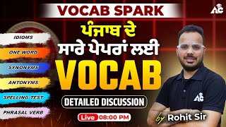 Master Vocabulary for SSC amp Punjab State Exams  VOCAB SPARK with Rohit Sain Sir 44 [upl. by Eilatan932]