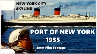 Port of New York 1955  New York City skyline  ocean liner [upl. by Fraase]