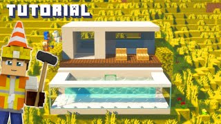 Minecraft modernes Haus mit Pool bauen 2 9x8 Blöcke [upl. by Silverts343]