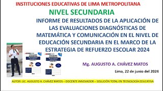 INFORME DE LA EVALUACIÓN DIAGNOSTICA DRE LIMA 2024  MAG AUGUSTO CHAVEZ MATOS  22JUN 2024 [upl. by Deeann]