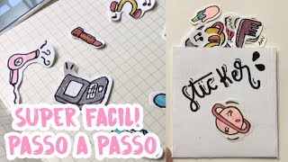 DIY  Como desenhar e fazer adesivo super fácil usando só papel e caneta  porta adesivo [upl. by Earley20]