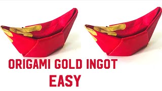 How To Fold Gold Ingot In One Minute  金 元寶  Red Packet Gold Ingot For Chinese New Year Decoration [upl. by Nwahsud]